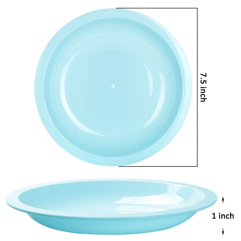 Youngever 7.5 Inch Plastic Plates, Small Kid Size, Kids Plates, Toddler Plates, Snack Plates, Set of 9 (Coastal Colors) - Image 3